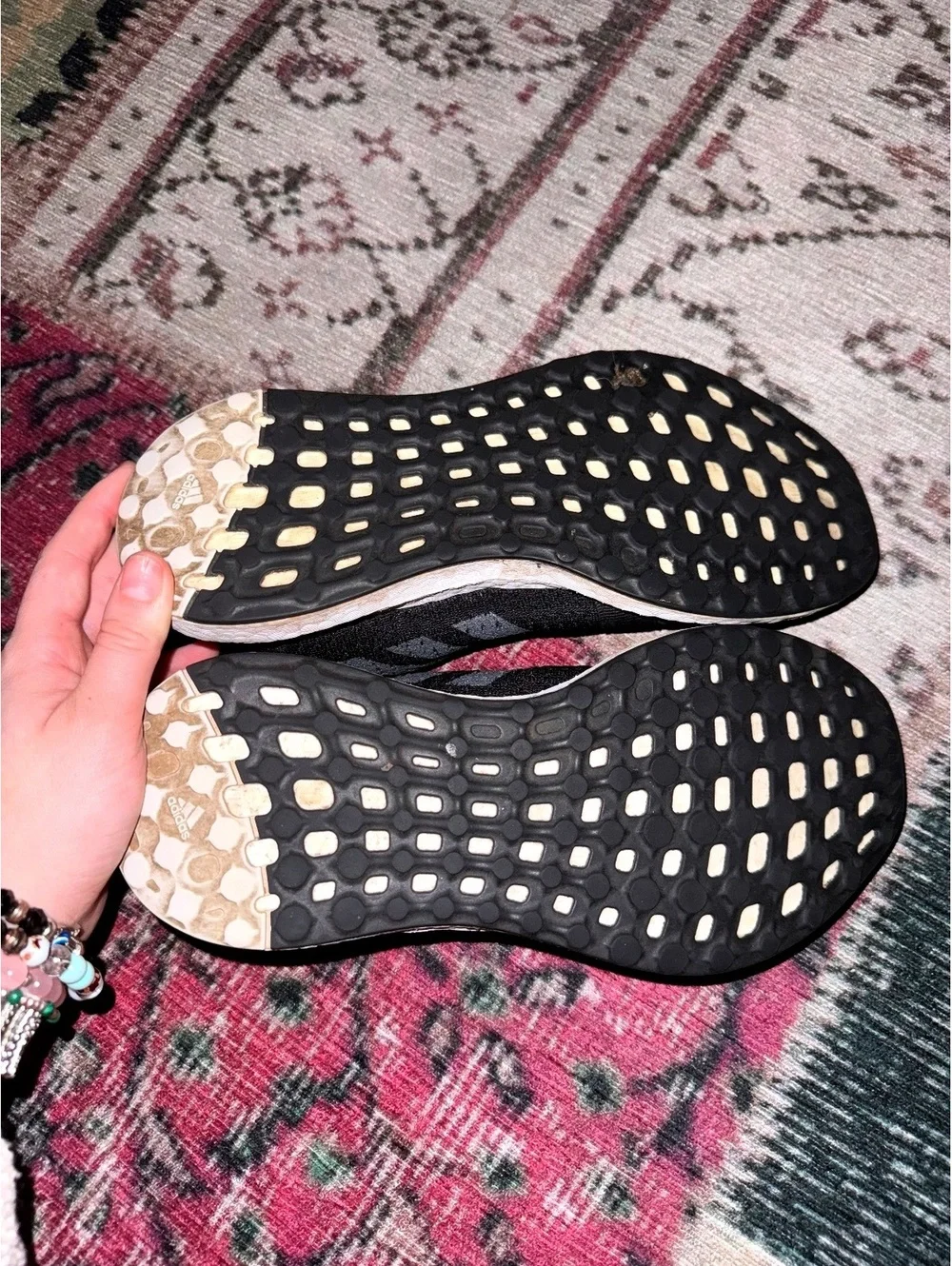 Adidas 7.5 women’s black white running sneakers cheap